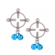 Kruhové svorky na bradavky z oceli, modré kuličkové zvonky
