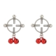 Kruhové svorky na bradavky z oceli, červené kuličkové zvonky