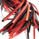 Masivní kožený bič, červená a černá barva, pletená rukojeť