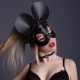 Černá kožená maska myš, cvoky a opasek - Mickey Mouse