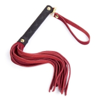 BDSM kožený černo-červený bič, pásy z broušené kůže