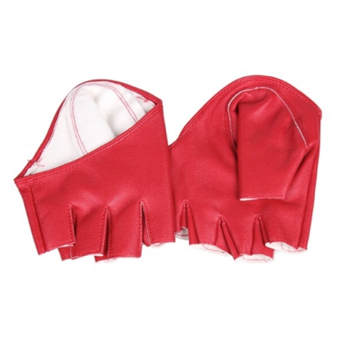 Červené kožené rukavice bez prstů