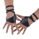 Černé kožené dámské poloviční rukavice bez prstů, pásek