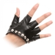 Černé kožené rukavice bez prstů, cvoky