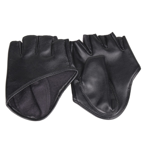Černé kožené rukavice bez prstů