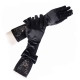 Dámské černé krajkové a saténové rukavice, před loket, mašle