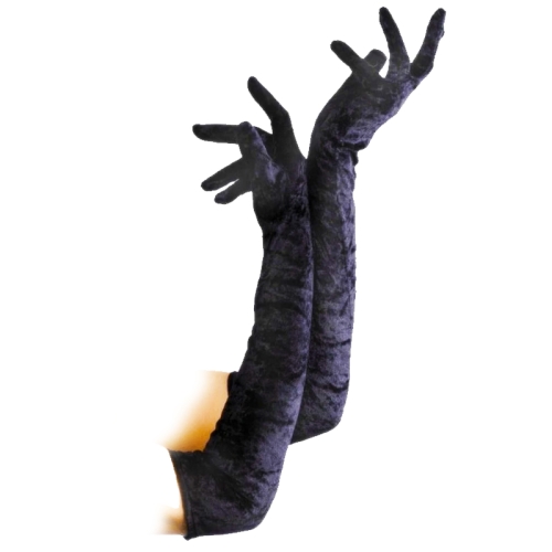 Dámské dlouhé černé sametové rukavice za loket