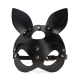 Černá kožená maska kočka - červený lem, druky a opasek