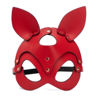 Tmavě červená kožená maska kočka, druky a opasek