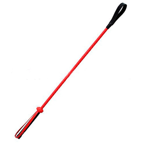 Černo-červená kožená bič, pletená hůlka a obdélník